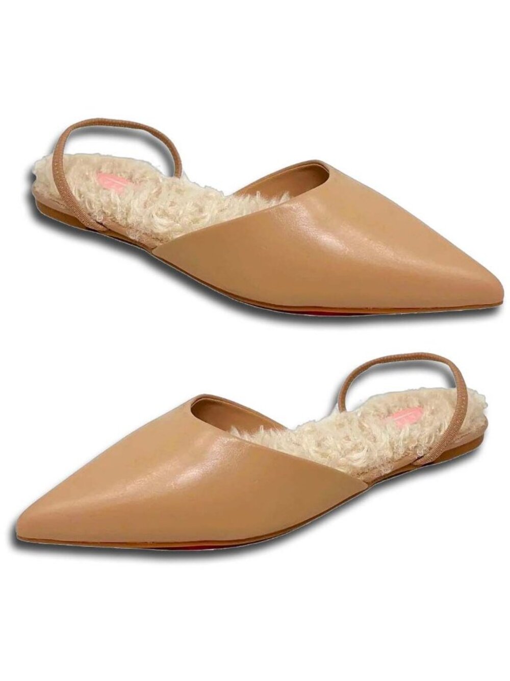 [NEW] WOMEN'S FAUX FUR FLATS SLIPPERS WOMENS SIZE 6 SHOE SOLES LEATHER (GAL- 4)